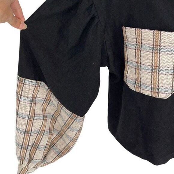 SHEIN Tartan Panel Corduroy Crop Shacket Size Medium - Picture 6 of 11